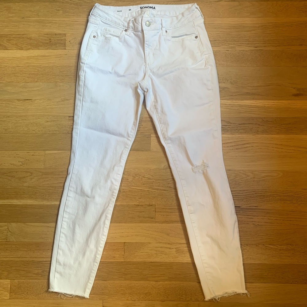Sonoma White Distressed Skinny Jeans